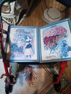 Pair Framed under glass..1898 Prints of seed Packets